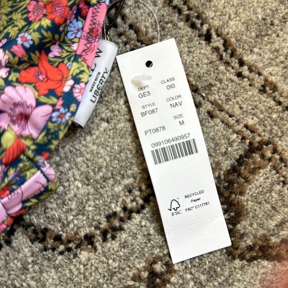 J Crew Tie Shoulder ruched bikini top Liberty Song meadow - Picture 3 of 5